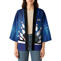 Custom Galaxy Bowling Kimono with Striking Pins and Ball Design - Wonder Print Shop