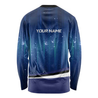 Custom Galaxy Bowling Long Sleeve Shirt with Striking Pins and Ball Design - Wonder Print Shop