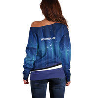 Custom Galaxy Bowling Off Shoulder Sweater with Striking Pins and Ball Design - Wonder Print Shop