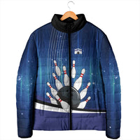 Custom Galaxy Bowling Padded Jacket with Striking Pins and Ball Design - Wonder Print Shop