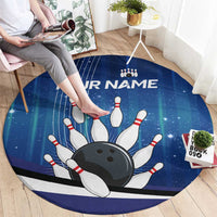 Custom Galaxy Bowling Round Carpet with Striking Pins and Ball Design - Wonder Print Shop