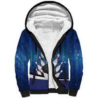 Custom Galaxy Bowling Sherpa Hoodie with Striking Pins and Ball Design - Wonder Print Shop