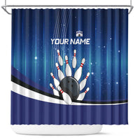 Custom Galaxy Bowling Shower Curtain with Striking Pins and Ball Design - Wonder Print Shop