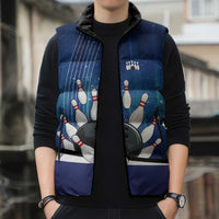 Custom Galaxy Bowling Sleeveless Puffer Jacket with Striking Pins and Ball Design - Wonder Print Shop