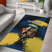 Custom Camo Redfish Area Rug with Colorful Fish Design, Yellow Splatter Pattern - Wonder Print Shop