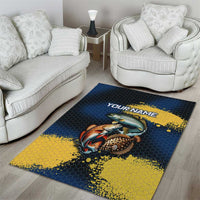 Custom Camo Redfish Area Rug with Colorful Fish Design, Yellow Splatter Pattern - Wonder Print Shop