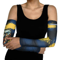 Custom Camo Redfish Arm Sleeves with Colorful Fish Design, Yellow Splatter Pattern - Wonder Print Shop