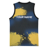 Custom Camo Redfish Basketball Jersey with Colorful Fish Design, Yellow Splatter Pattern - Wonder Print Shop