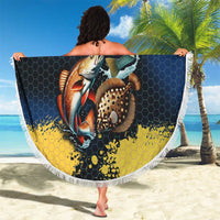 Custom Camo Redfish Beach Blanket with Colorful Fish Design, Yellow Splatter Pattern - Wonder Print Shop
