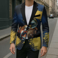 Custom Camo Redfish Blazer with Colorful Fish Design, Yellow Splatter Pattern - Wonder Print Shop