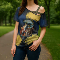Custom Camo Redfish Cross Shoulder Shirt with Colorful Fish Design, Yellow Splatter Pattern - Wonder Print Shop