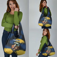 Custom Camo Redfish Grocery Bag with Colorful Fish Design, Yellow Splatter Pattern - Wonder Print Shop