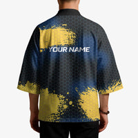 Custom Camo Redfish Kimono with Colorful Fish Design, Yellow Splatter Pattern - Wonder Print Shop