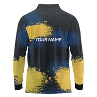 Custom Camo Redfish Long Sleeve Polo Shirt with Colorful Fish Design, Yellow Splatter Pattern - Wonder Print Shop