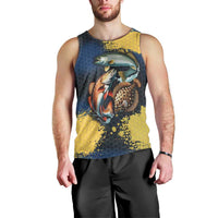 Custom Camo Redfish Men Tank Top with Colorful Fish Design, Yellow Splatter Pattern - Wonder Print Shop