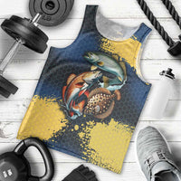 Custom Camo Redfish Men Tank Top with Colorful Fish Design, Yellow Splatter Pattern - Wonder Print Shop