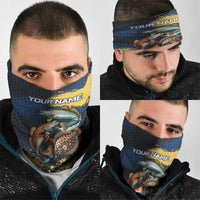 Custom Camo Redfish Neck Gaiter with Colorful Fish Design, Yellow Splatter Pattern - Wonder Print Shop