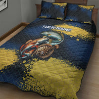 Custom Camo Redfish Quilt Bed Set with Colorful Fish Design, Yellow Splatter Pattern - Wonder Print Shop