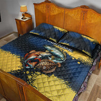 Custom Camo Redfish Quilt Bed Set with Colorful Fish Design, Yellow Splatter Pattern - Wonder Print Shop
