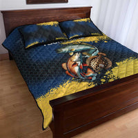 Custom Camo Redfish Quilt Bed Set with Colorful Fish Design, Yellow Splatter Pattern - Wonder Print Shop