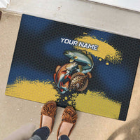 Custom Camo Redfish Rubber Doormat with Colorful Fish Design, Yellow Splatter Pattern - Wonder Print Shop