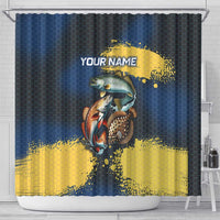 Custom Camo Redfish Shower Curtain with Colorful Fish Design, Yellow Splatter Pattern - Wonder Print Shop