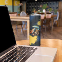 Custom Camo Redfish Skinny Tumbler with Colorful Fish Design, Yellow Splatter Pattern - Wonder Print Shop