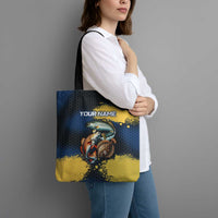 Custom Camo Redfish Tote Bag with Colorful Fish Design, Yellow Splatter Pattern - Wonder Print Shop