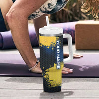 Custom Camo Redfish Tumbler With Handle with Colorful Fish Design, Yellow Splatter Pattern - Wonder Print Shop