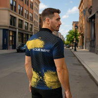 Custom Camo Redfish Zipper Polo Shirt with Colorful Fish Design, Yellow Splatter Pattern - Wonder Print Shop