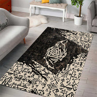 Fenrir Area Rug with Norse Symbols and Howling Wolf Viking Mythology Tribute - Wonder Print Shop