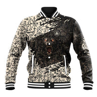 Fenrir Baseball Jacket with Norse Symbols and Howling Wolf Viking Mythology Tribute - Wonder Print Shop