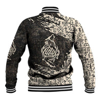 Fenrir Baseball Jacket with Norse Symbols and Howling Wolf Viking Mythology Tribute - Wonder Print Shop