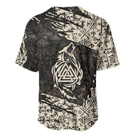 Fenrir Baseball Jersey with Norse Symbols and Howling Wolf Viking Mythology Tribute - Wonder Print Shop