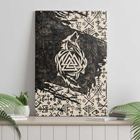 Fenrir Canvas Wall Art with Norse Symbols and Howling Wolf Viking Mythology Tribute - Wonder Print Shop