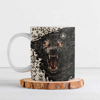 Fenrir Ceramic Mug with Norse Symbols and Howling Wolf Viking Mythology Tribute - Wonder Print Shop
