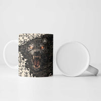 Fenrir Ceramic Mug with Norse Symbols and Howling Wolf Viking Mythology Tribute - Wonder Print Shop