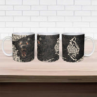 Fenrir Ceramic Mug with Norse Symbols and Howling Wolf Viking Mythology Tribute - Wonder Print Shop