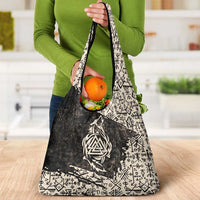 Fenrir Grocery Bag with Norse Symbols and Howling Wolf Viking Mythology Tribute - Wonder Print Shop