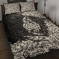 Fenrir Quilt Bed Set with Norse Symbols and Howling Wolf Viking Mythology Tribute - Wonder Print Shop