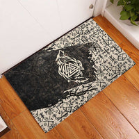 Fenrir Rubber Doormat with Norse Symbols and Howling Wolf Viking Mythology Tribute - Wonder Print Shop