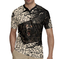 Fenrir Rugby Jersey with Norse Symbols and Howling Wolf Viking Mythology Tribute - Wonder Print Shop
