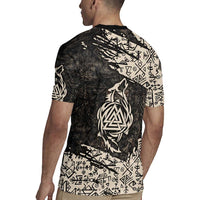 Fenrir Rugby Jersey with Norse Symbols and Howling Wolf Viking Mythology Tribute - Wonder Print Shop
