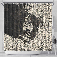 Fenrir Shower Curtain with Norse Symbols and Howling Wolf Viking Mythology Tribute - Wonder Print Shop