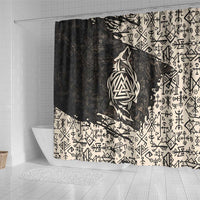 Fenrir Shower Curtain with Norse Symbols and Howling Wolf Viking Mythology Tribute - Wonder Print Shop