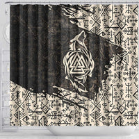 Fenrir Shower Curtain with Norse Symbols and Howling Wolf Viking Mythology Tribute - Wonder Print Shop