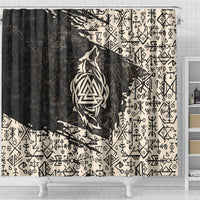 Fenrir Shower Curtain with Norse Symbols and Howling Wolf Viking Mythology Tribute - Wonder Print Shop