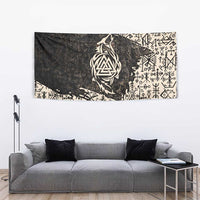 Fenrir Tapestry with Norse Symbols and Howling Wolf Viking Mythology Tribute - Wonder Print Shop