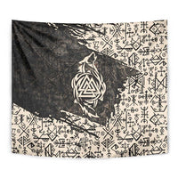 Fenrir Tapestry with Norse Symbols and Howling Wolf Viking Mythology Tribute - Wonder Print Shop