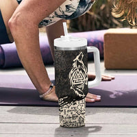 Fenrir Tumbler With Handle with Norse Symbols and Howling Wolf Viking Mythology Tribute - Wonder Print Shop